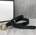 GG BELT INTERLOCKING G BUCKLE 25MM BLACK LEATHER