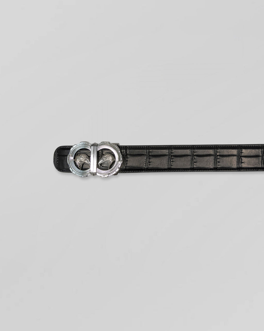 Stefano Ricci Crocodile Leather Eagle Buckle Belt – Black Luxury Dress Belt