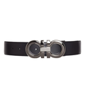 SALVATORE FERRAGAMO REVERSIBLE AND ADJUSTABLE GANCINI BELT BLACK/HICKORY