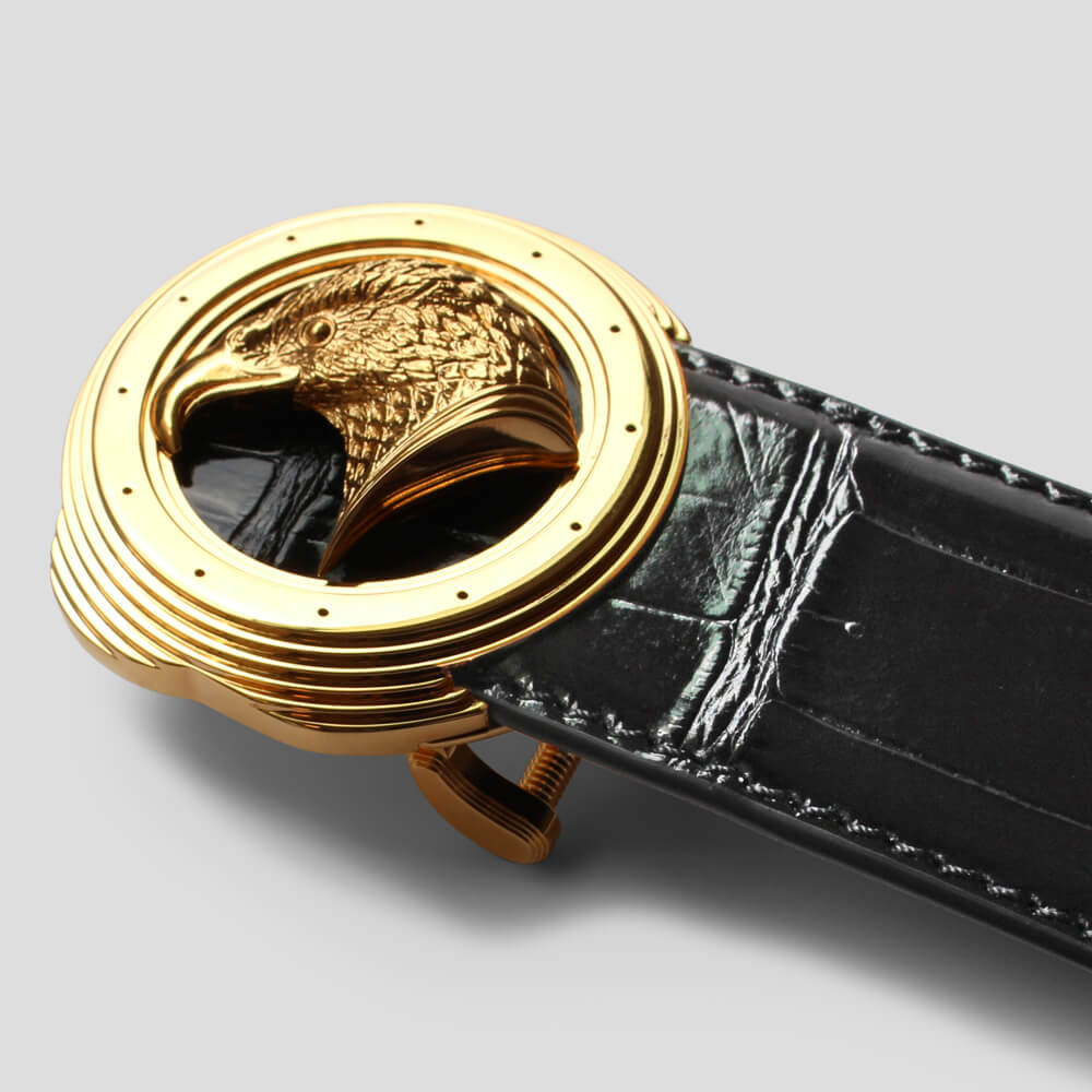 Stefano Ricci Eagle Buckle Crocodile Belt Shiny Black (ste01086)