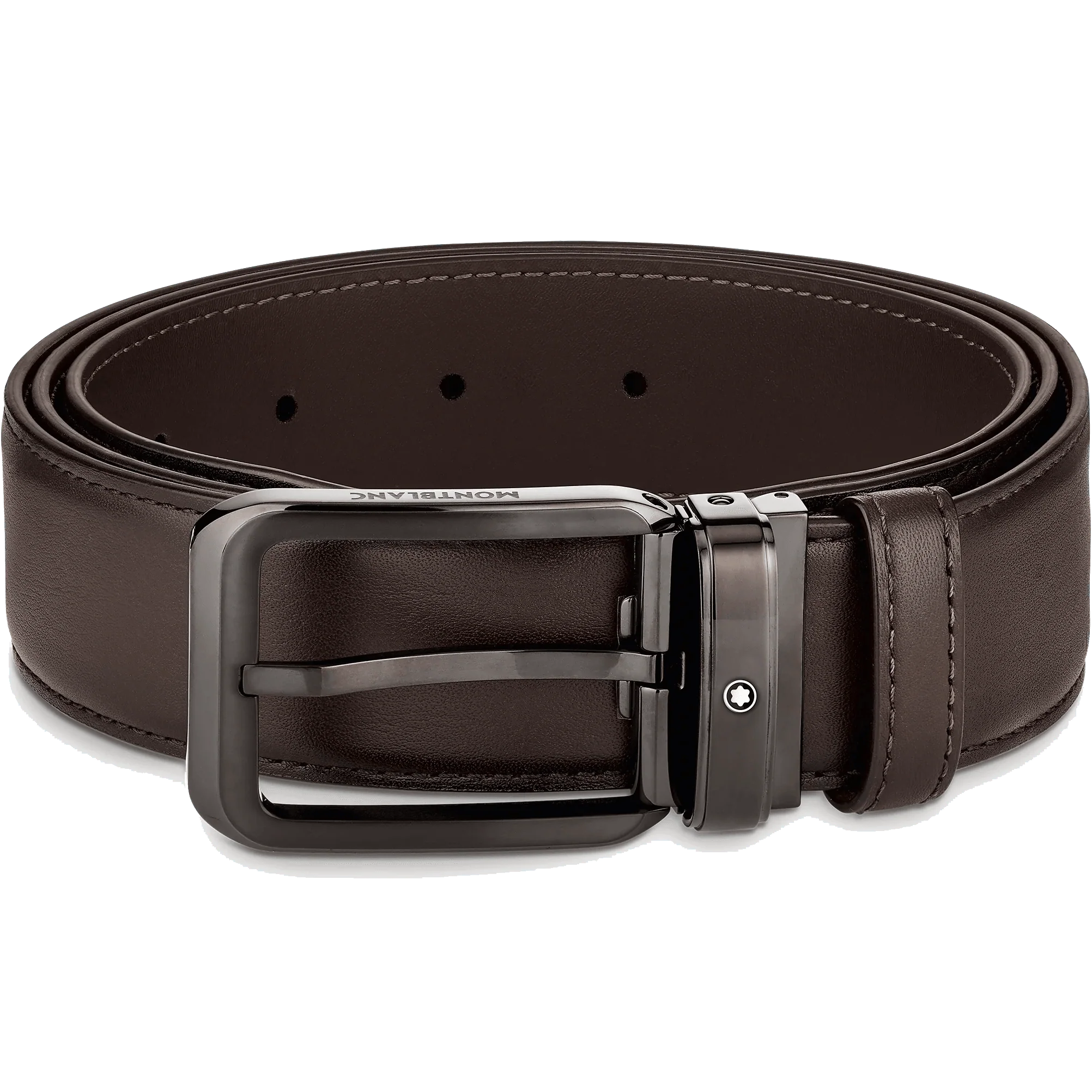 Montblanc belt 35mm rectangular buckle shaded brown leather 129456