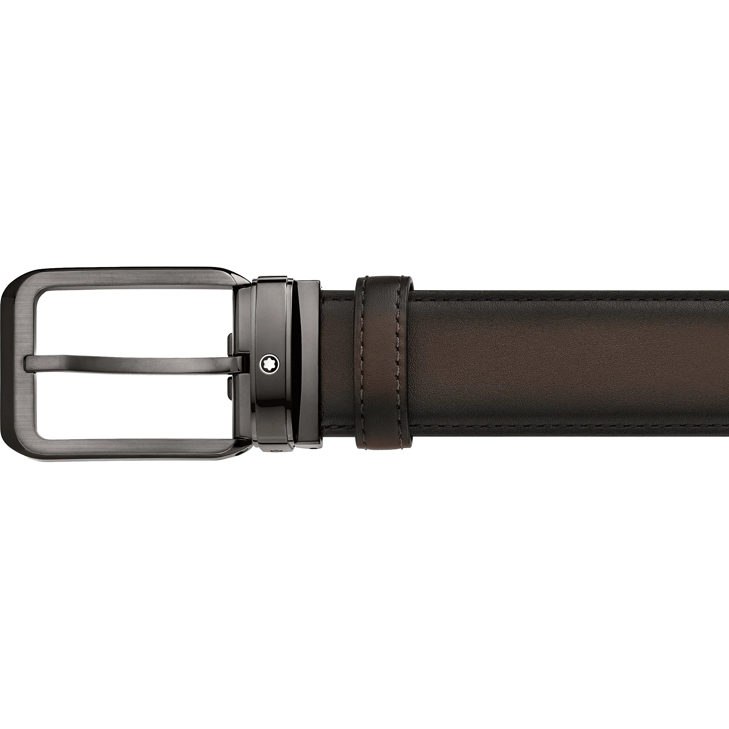 Montblanc belt 35mm rectangular buckle shaded brown leather 129456