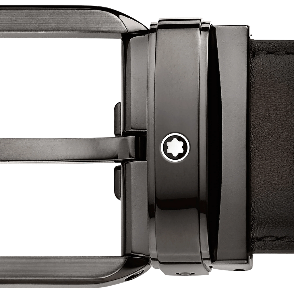 Montblanc belt 35mm rectangular buckle shaded brown leather 129456
