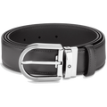 Montblanc 35mm gray leather belt with horseshoe buckle 129437