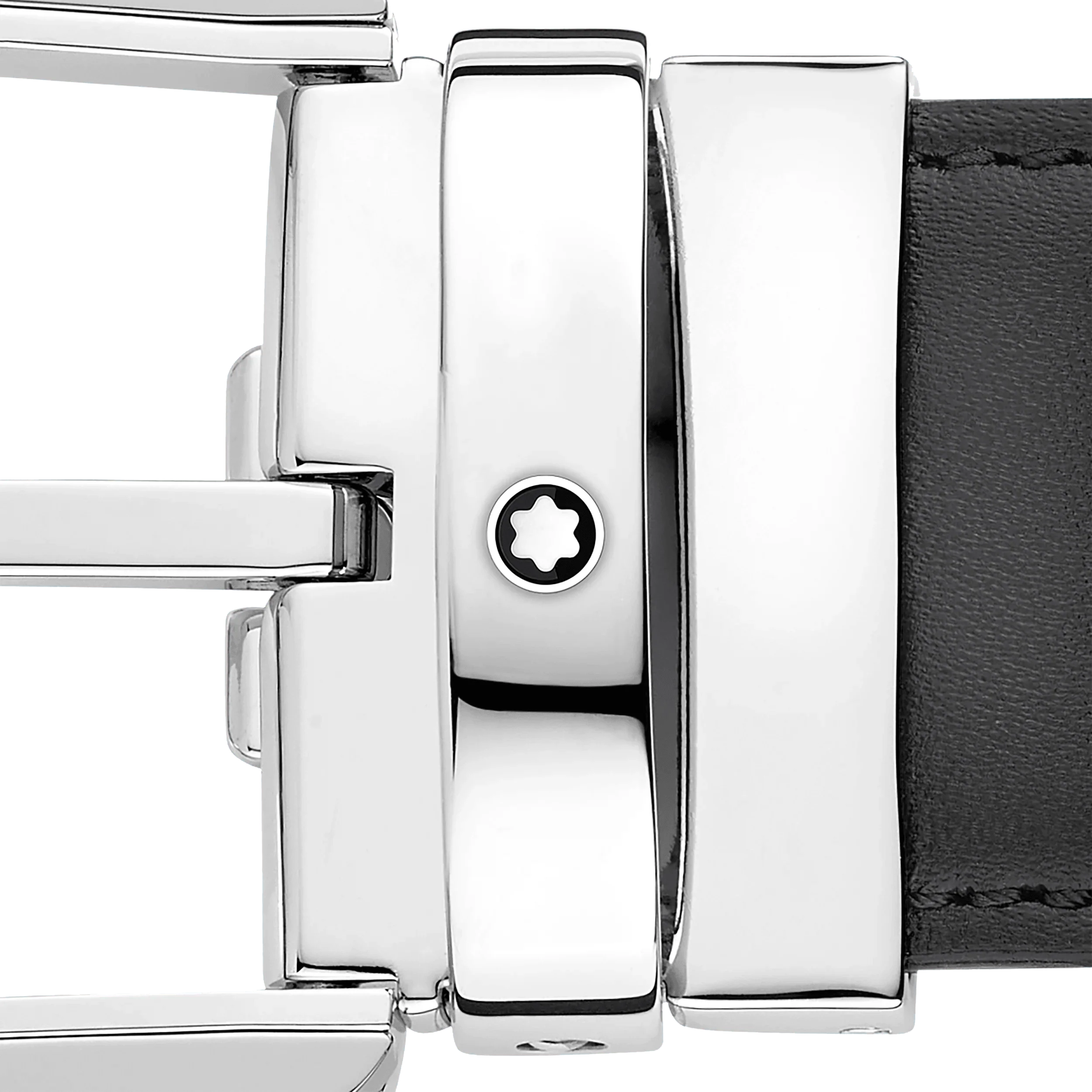 Montblanc 35mm gray leather belt with horseshoe buckle 129437